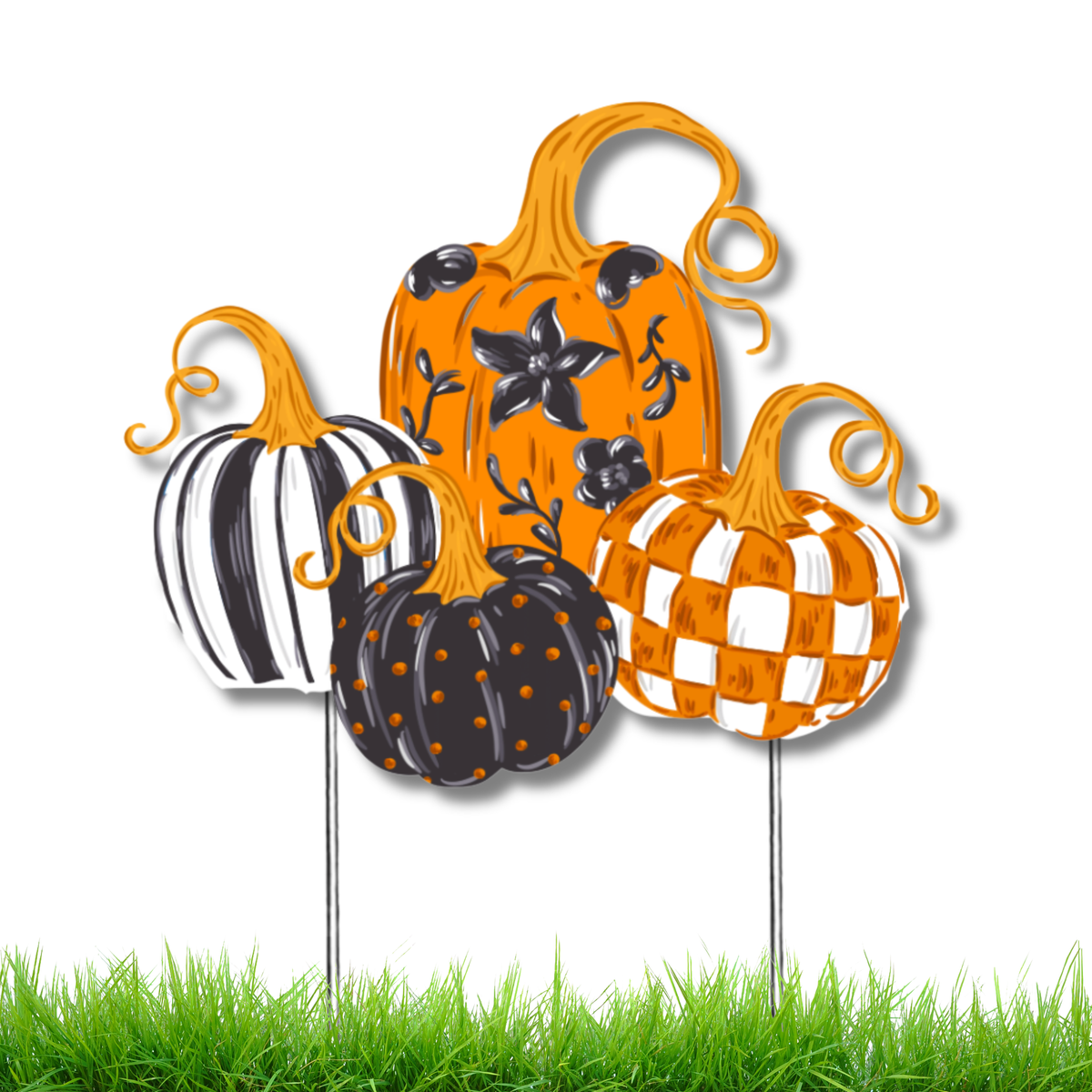 Midnight Harvest Pumpkins Garden Stake