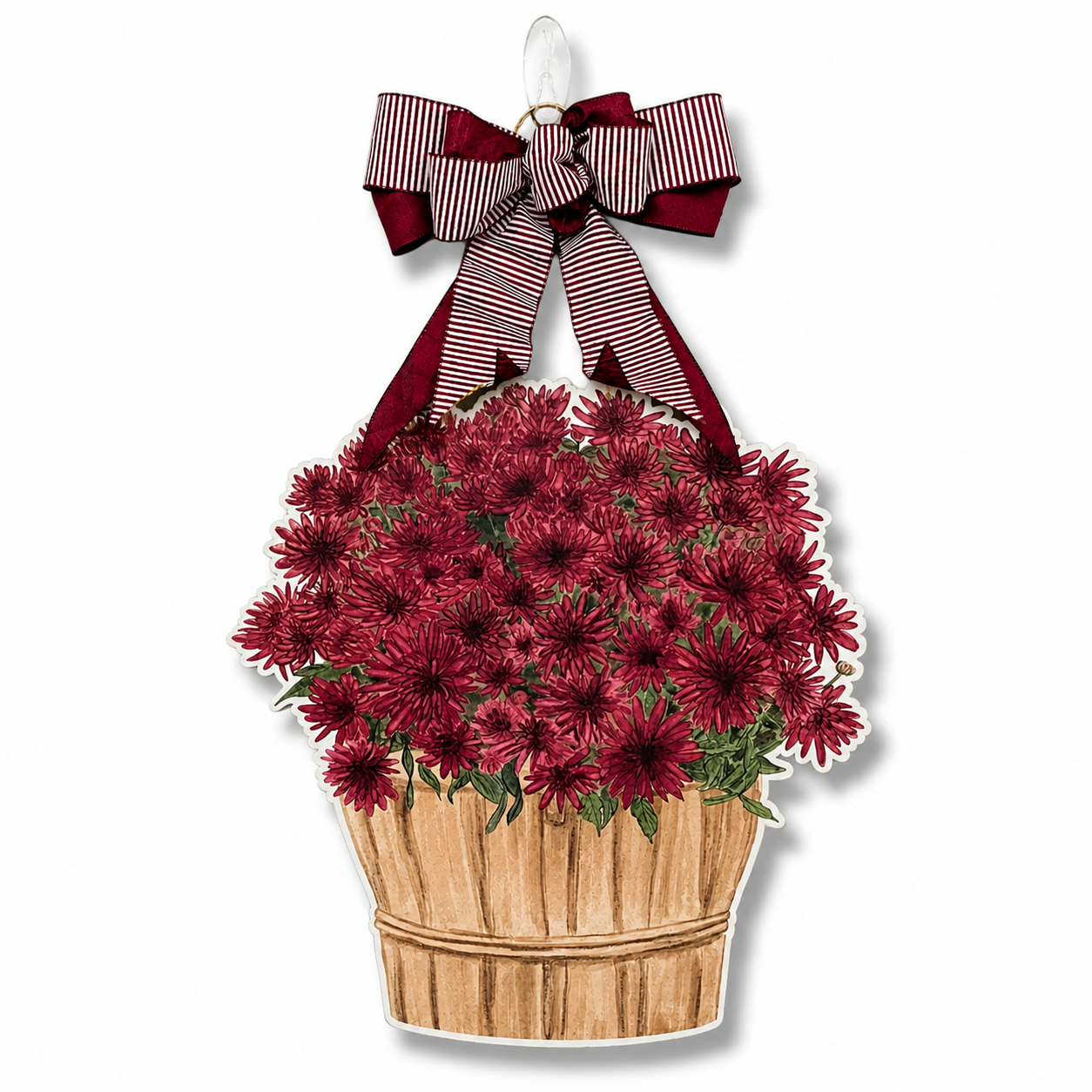 Harvest Blooms in Maroon Door Hanger