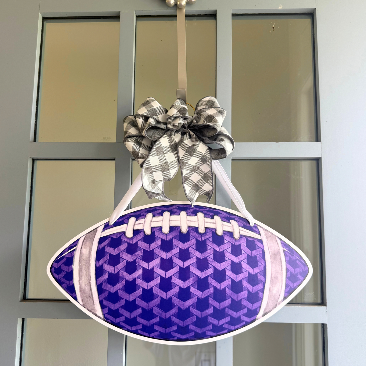 Purple & Grey Football Door Hanger