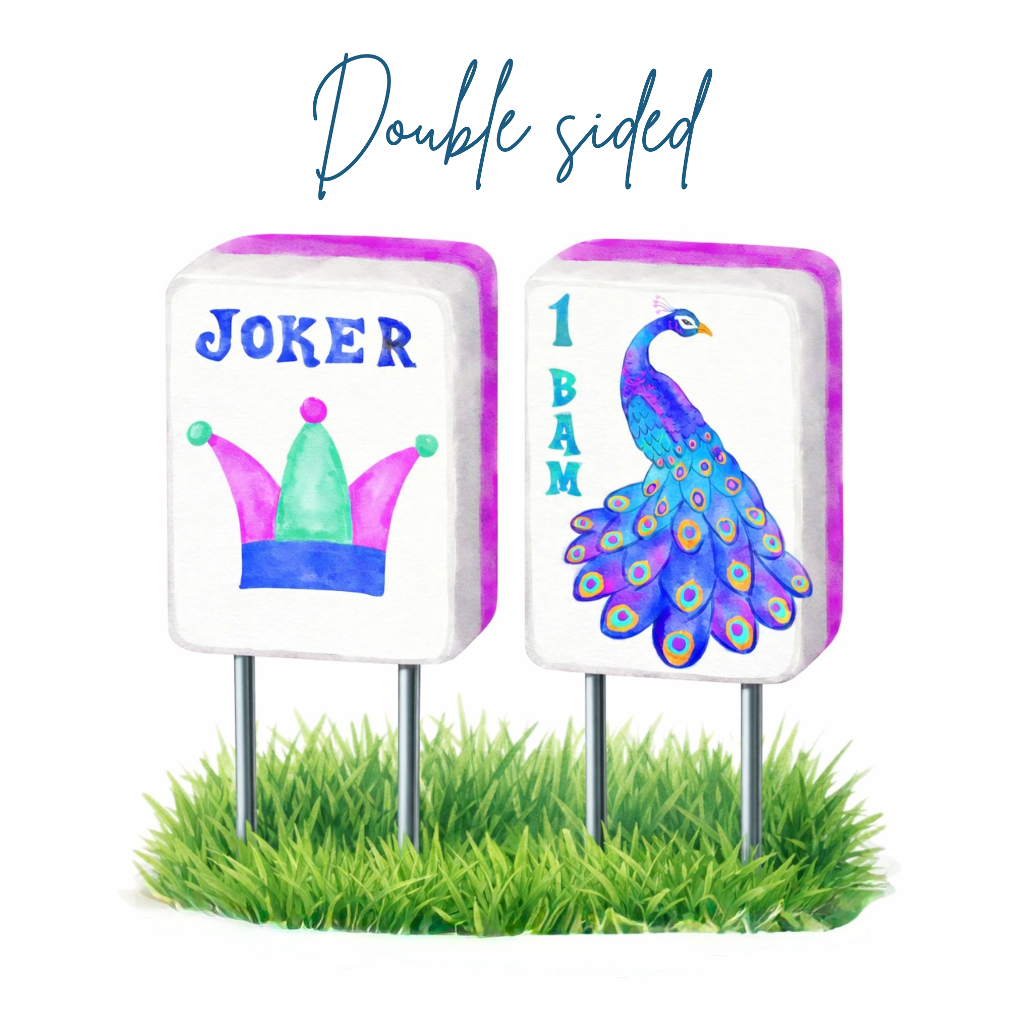 Mahj Party Pair Reversible Garden Stake
