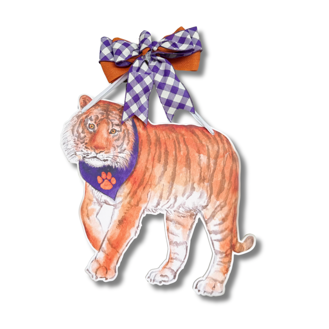 Palmetto Purple & Orange Tiger Door Hanger