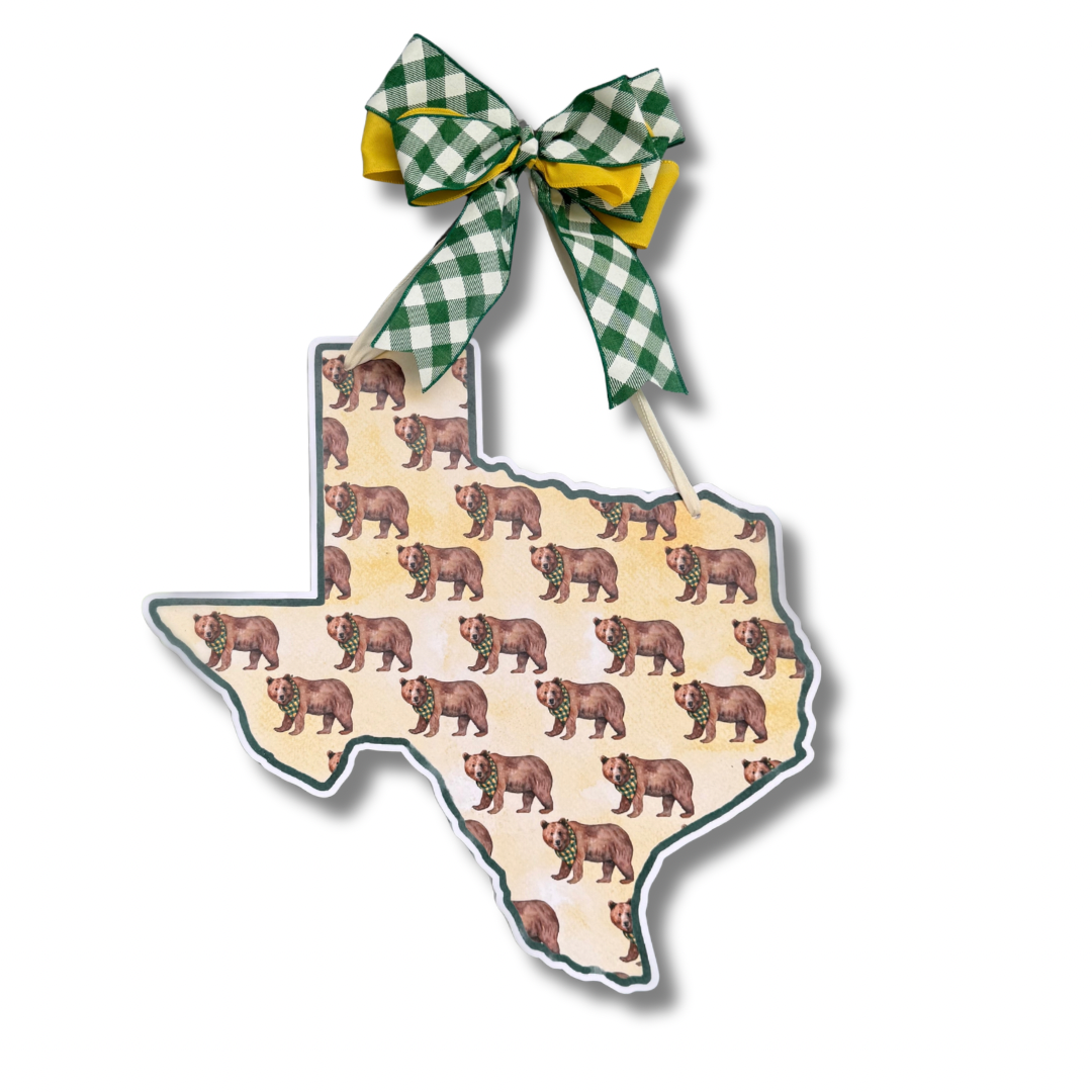Green & Gold Bear Printed Door Hanger