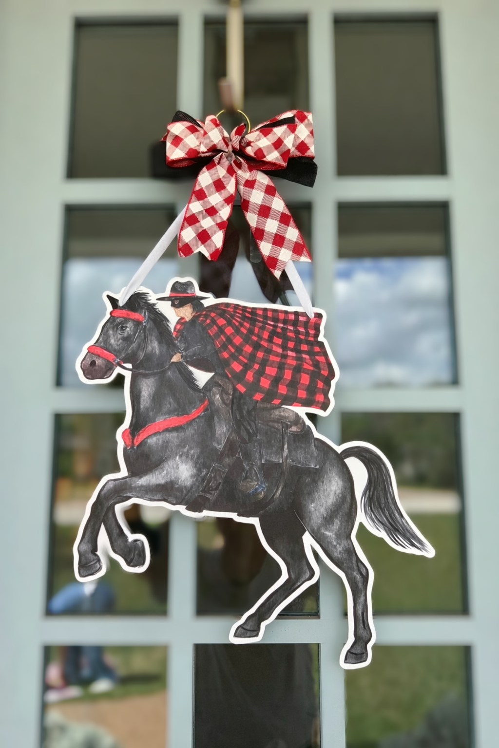 Red & Black Rider Door Hanger