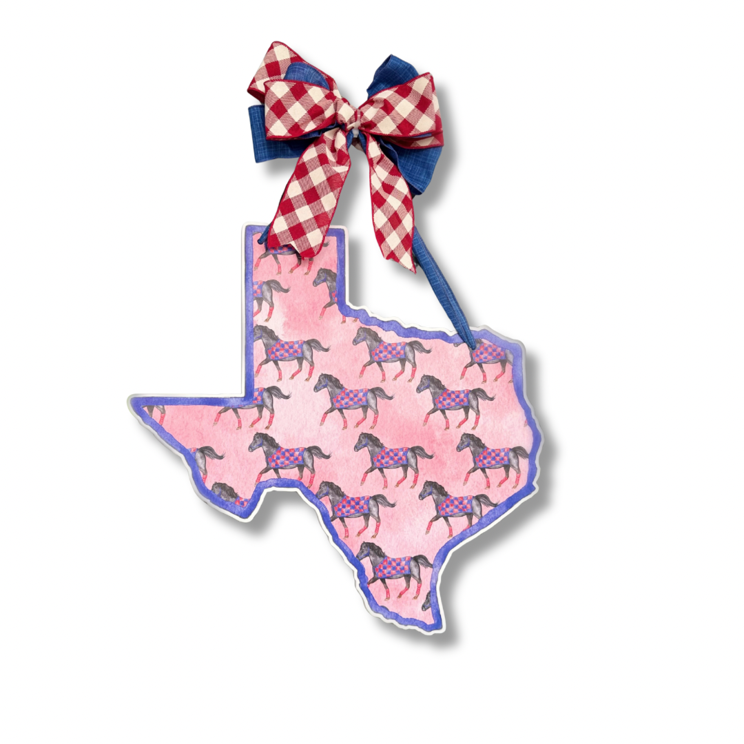 Red & Blue Mustang Printed Door Hanger