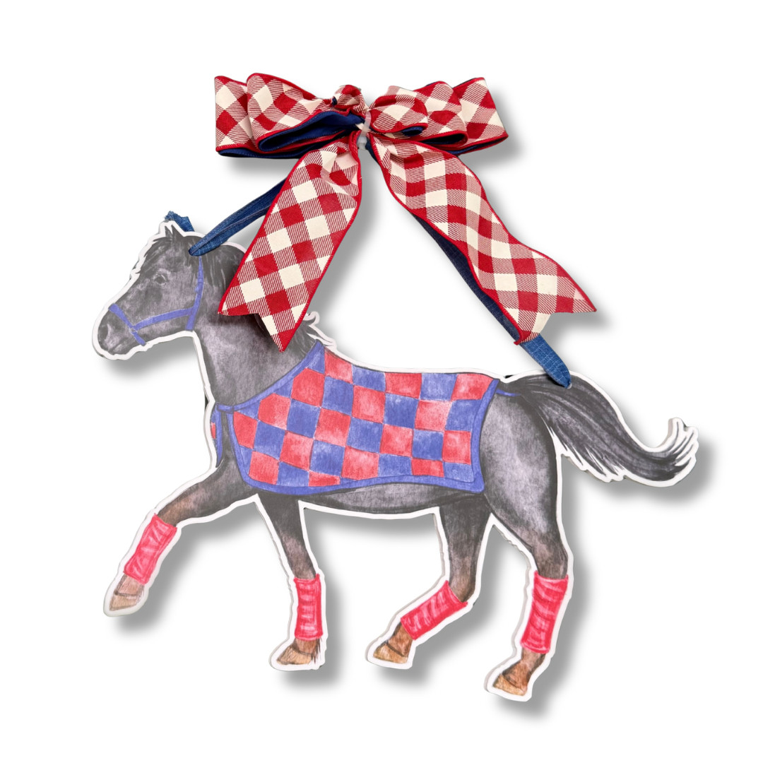 Red & Blue Mustang Door Hanger