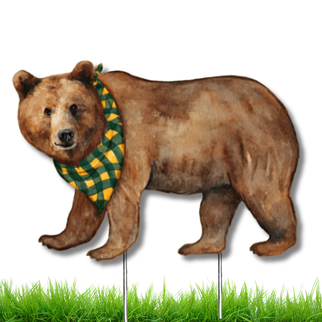 Green & Gold Bear Garden Stake