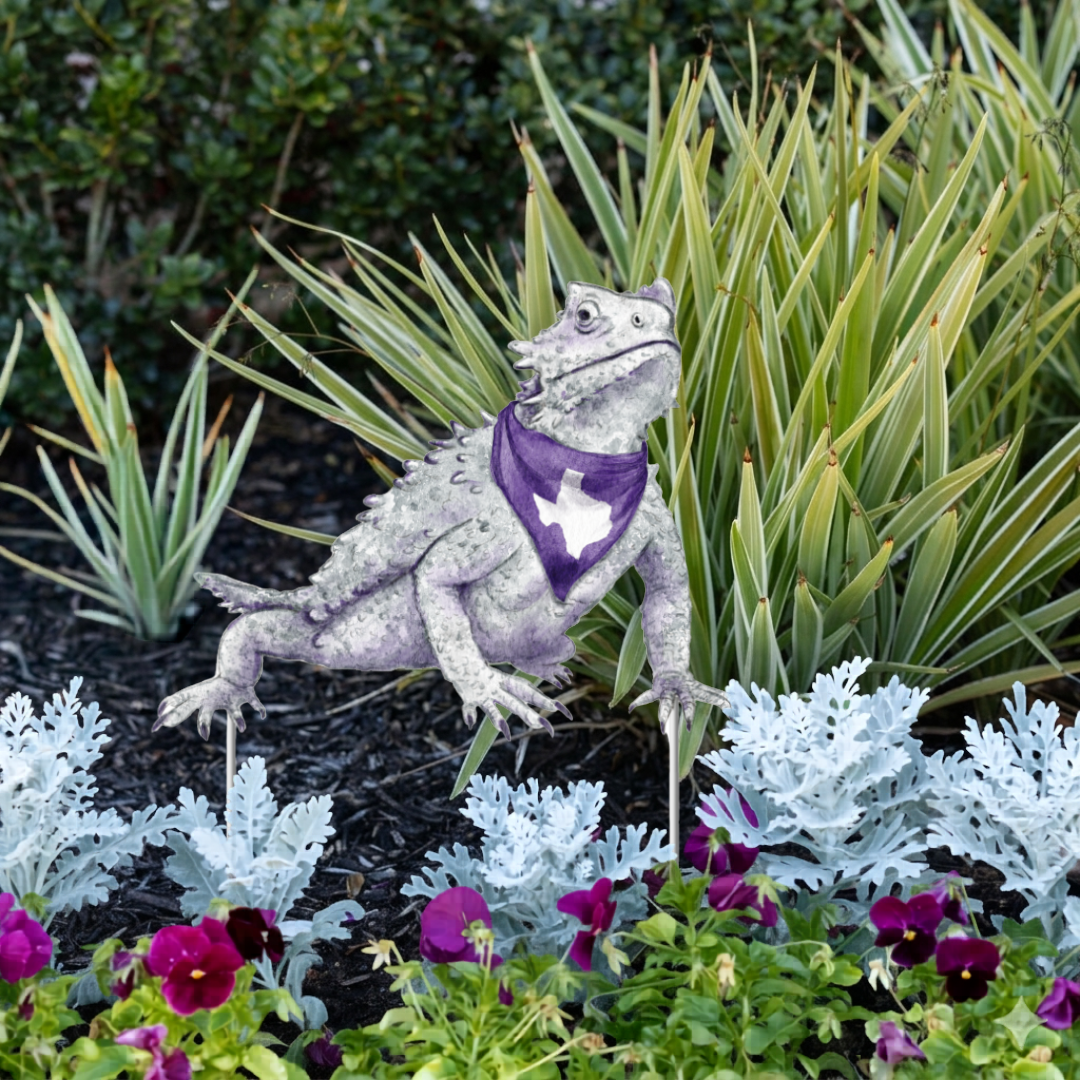 Purple Horned Frog Garden Stake