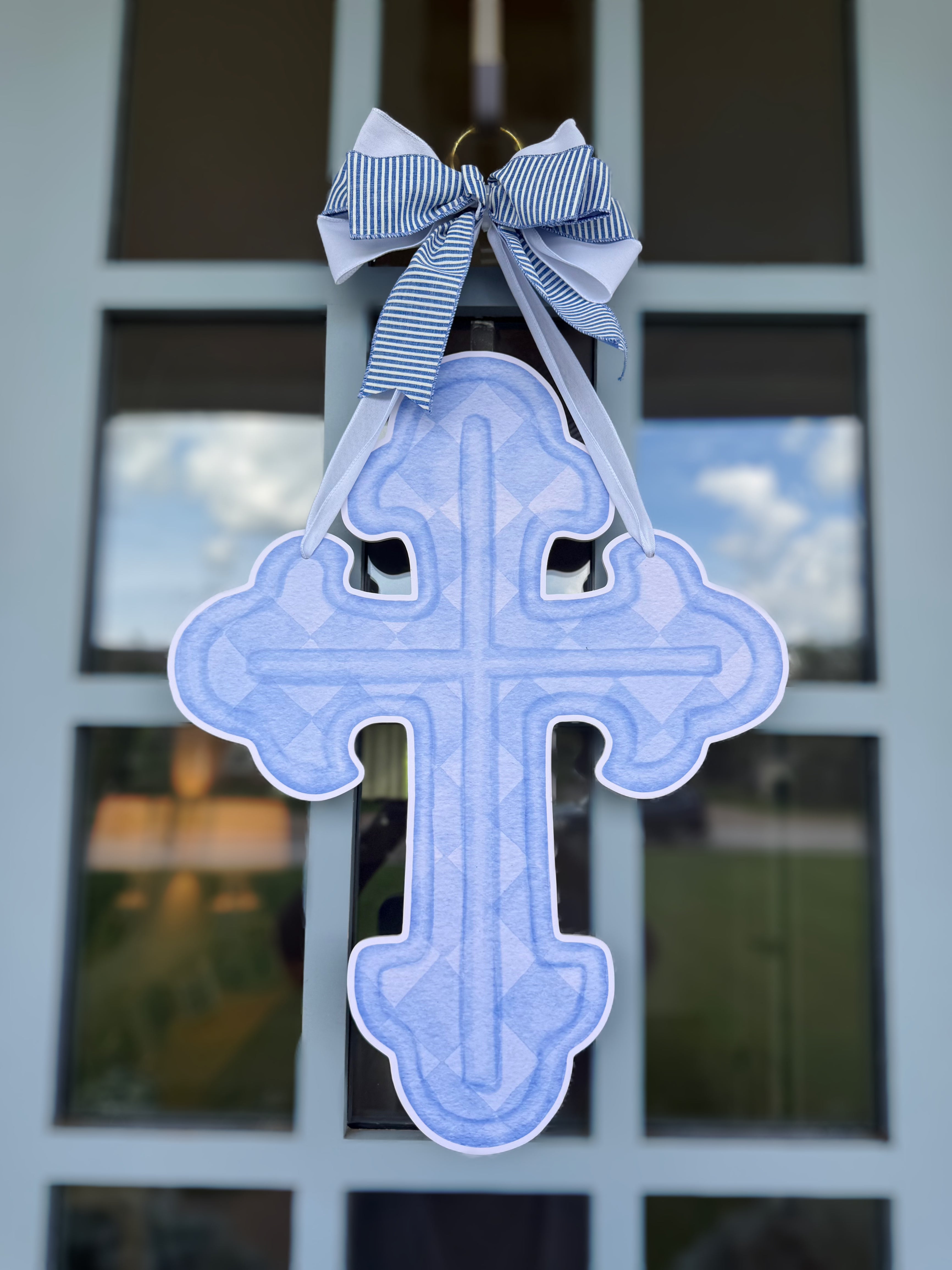 Blue Check Cross Door Hanger
