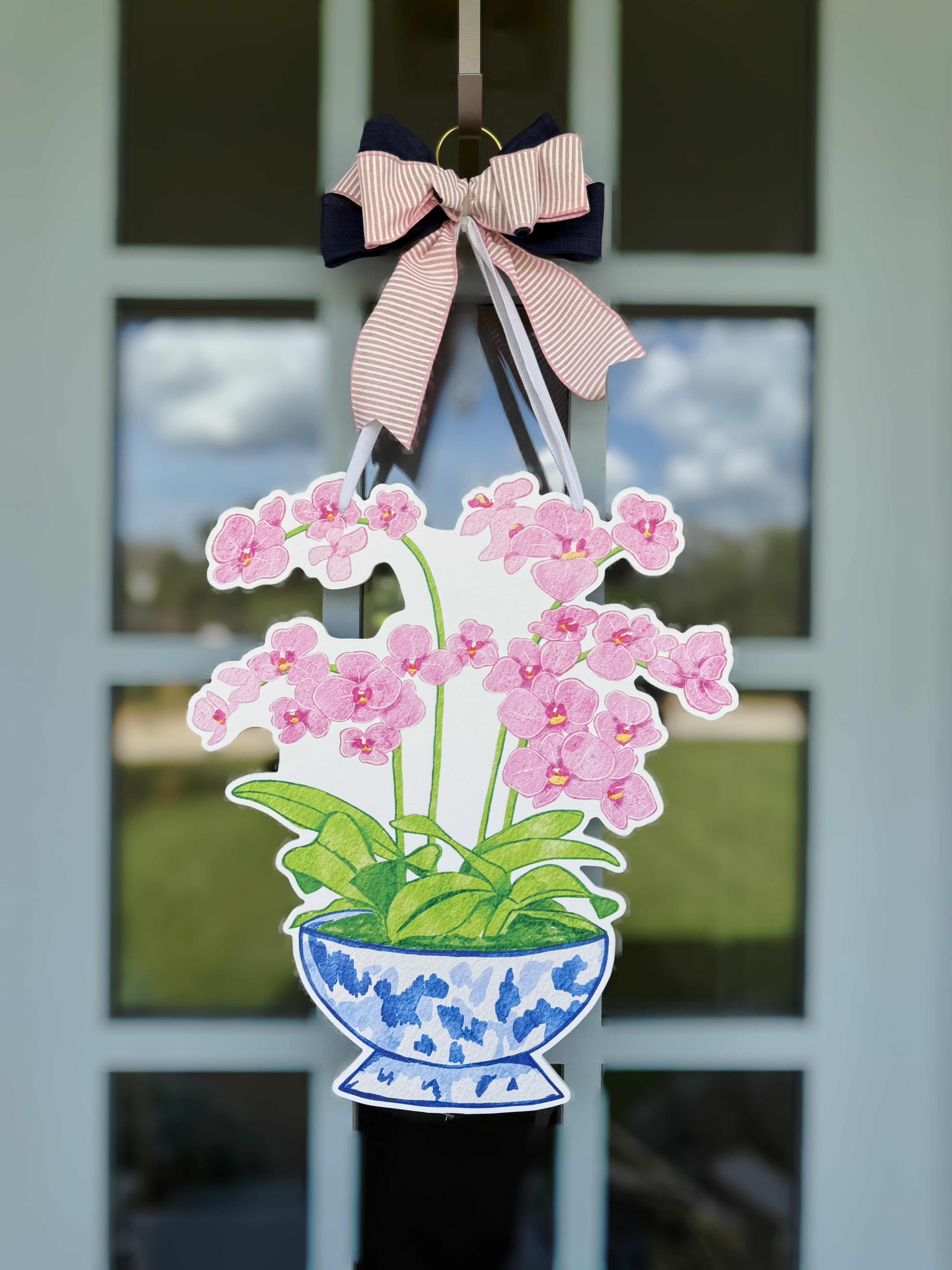 Pink Orchid Cachepot Door Hanger
