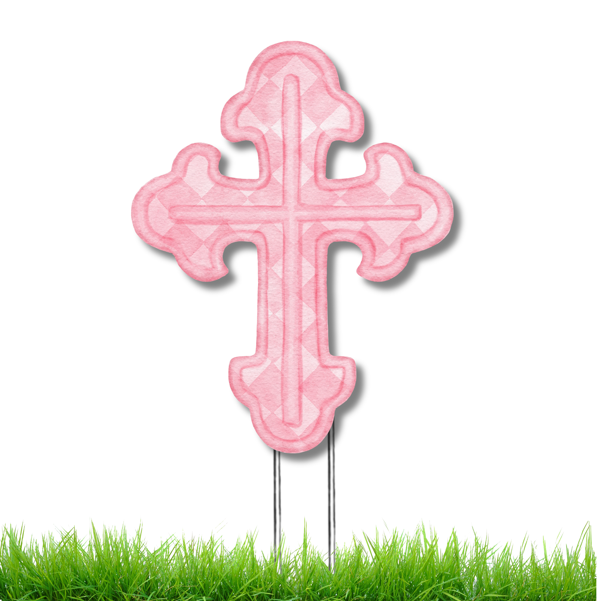 Pink Watercolor Cross Garden Stake (Sale)