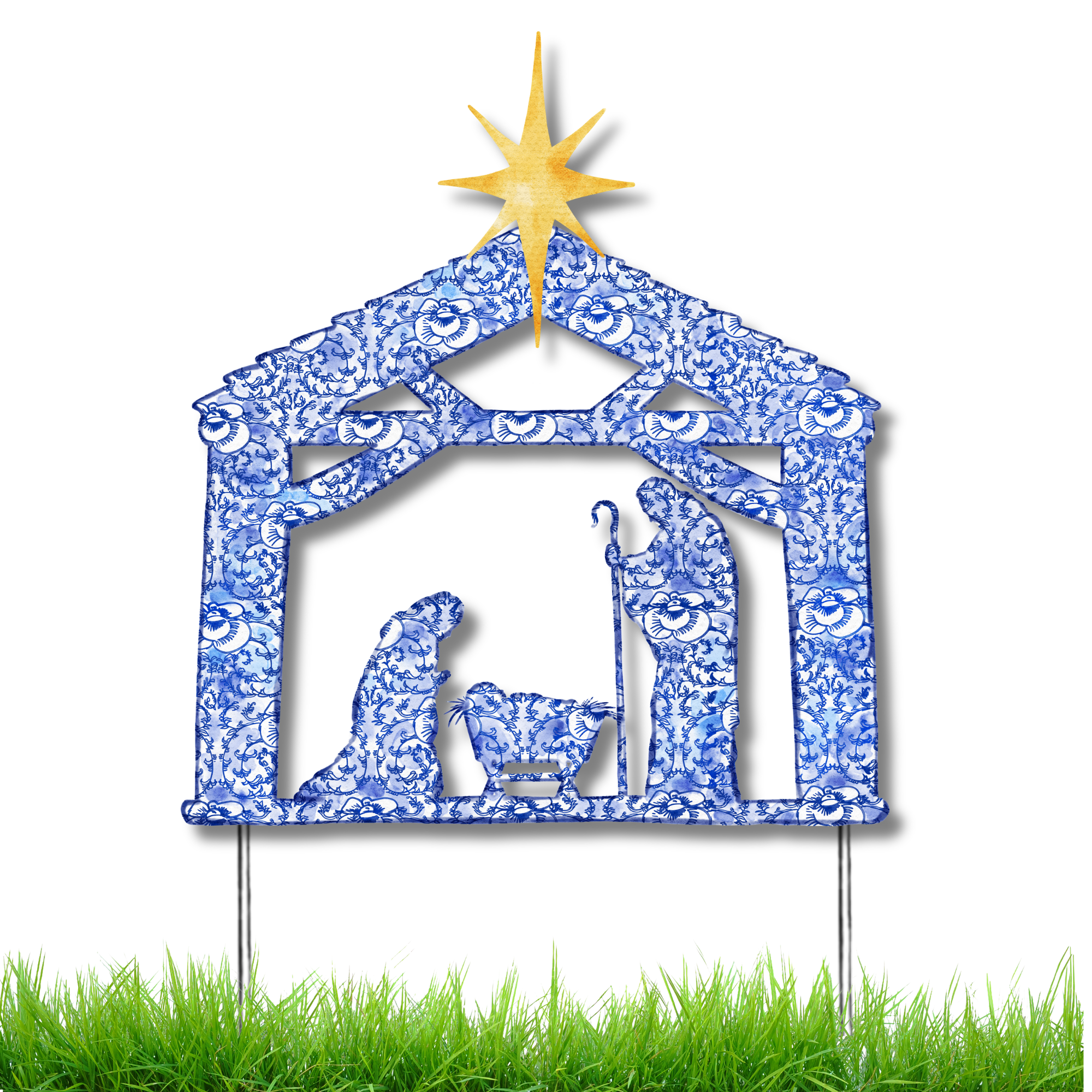 Blue Nativity Garden Stake (Sale)