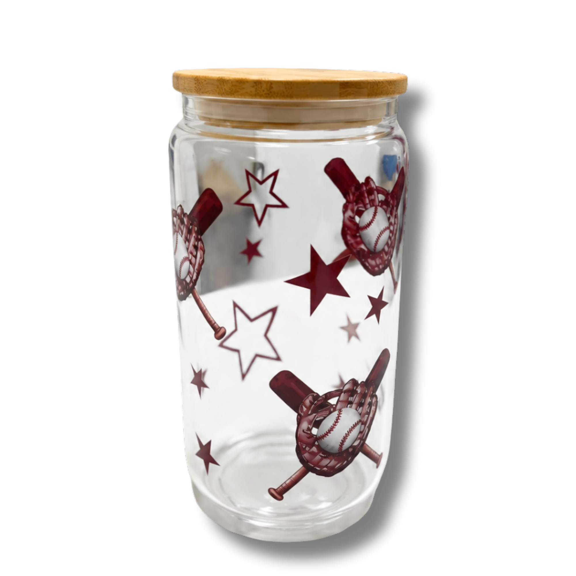 Maroon Baseball Iced Coffee Glass (Sale)