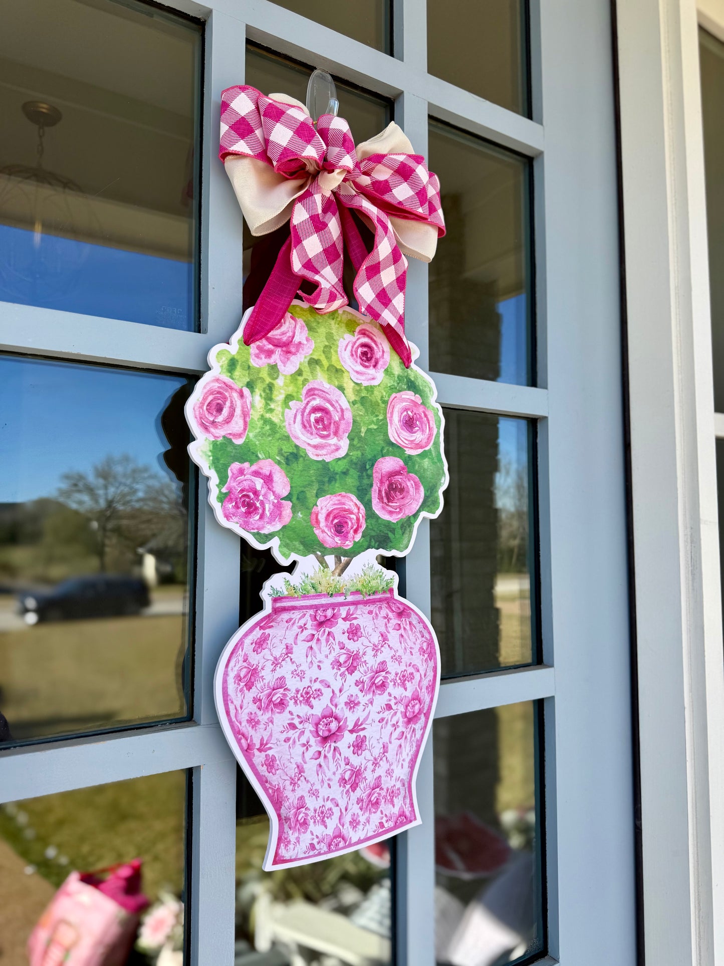 Rosy Topiary Door Hanger