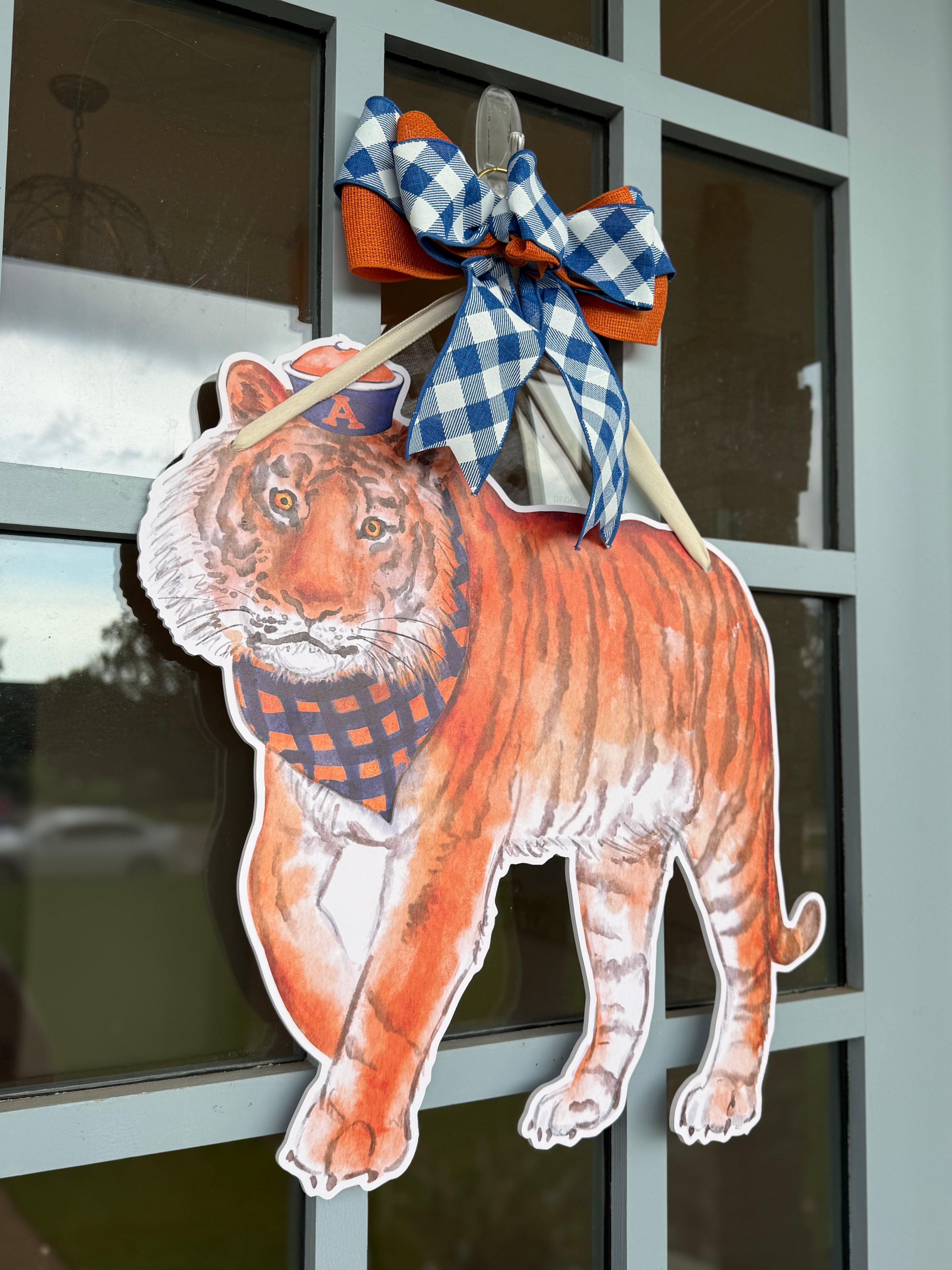 Orange & Blue Tiger Door Hanger