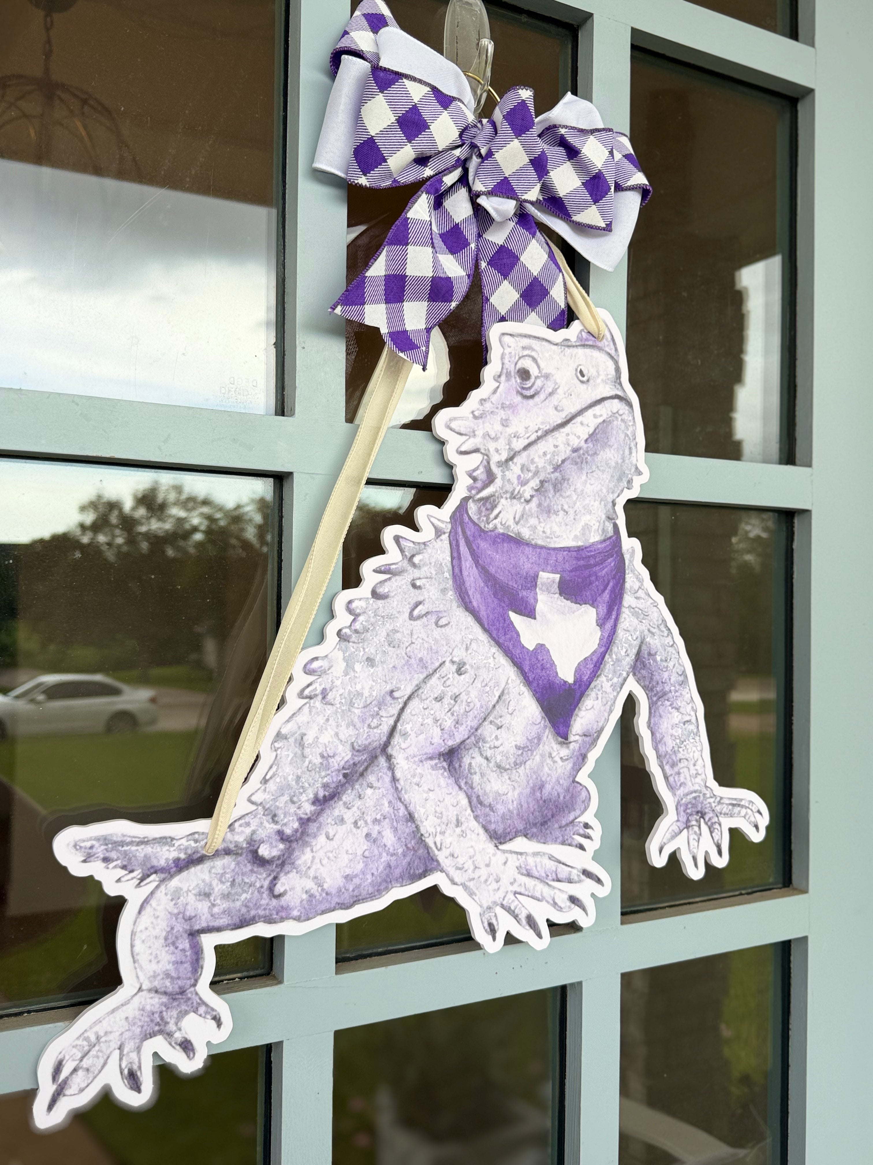 Purple Horned Frog Door Hanger