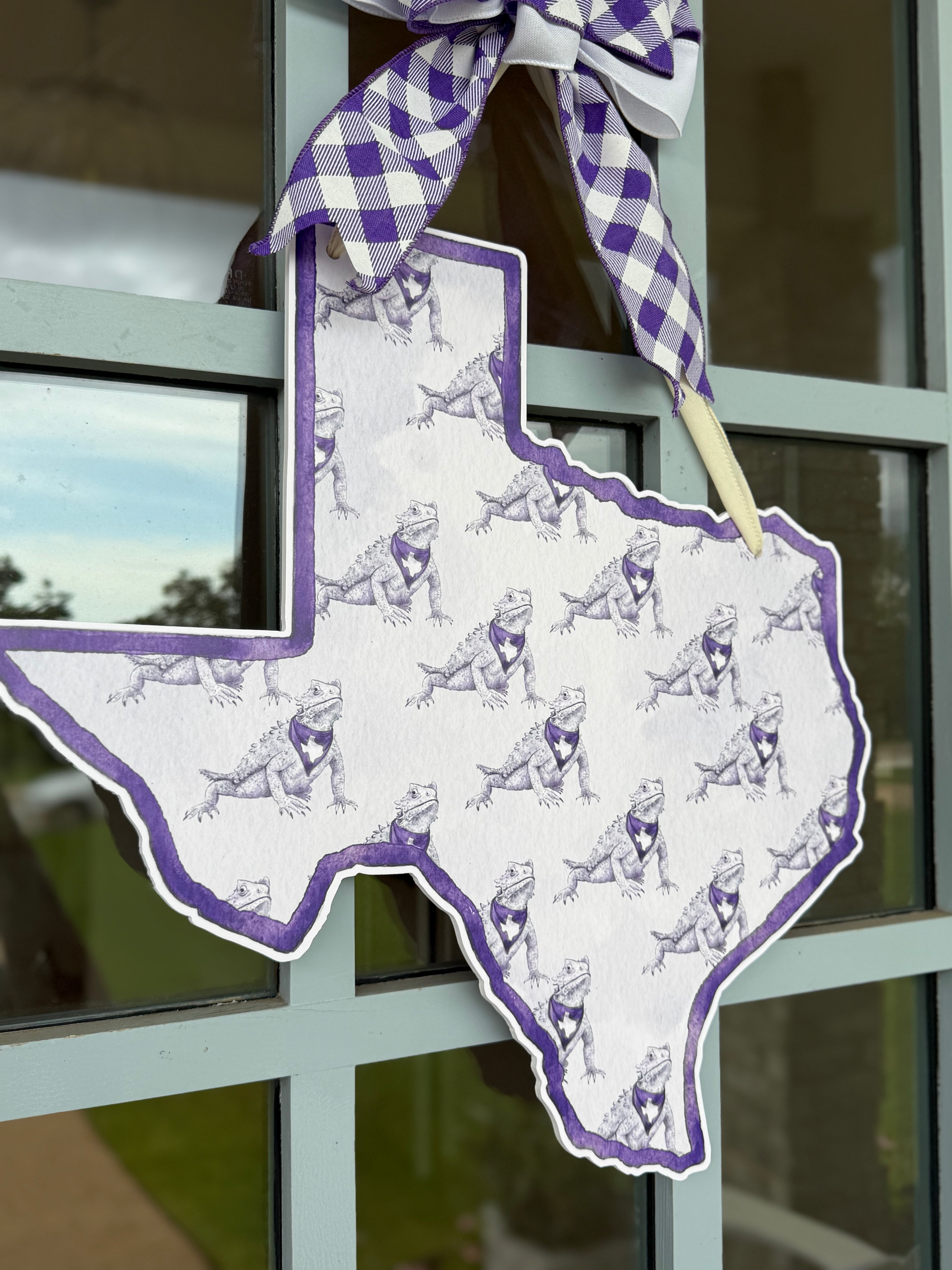 Purple Horned Frog Printed Door Hanger