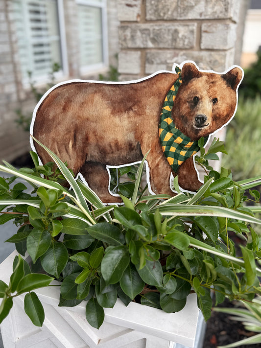 PRE ORDER (Ships 8/31) Green & Gold Bear Garden Stake