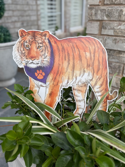 PRE ORDER (Ships 8/31) Palmetto Purple & Orange Tiger Garden Stake