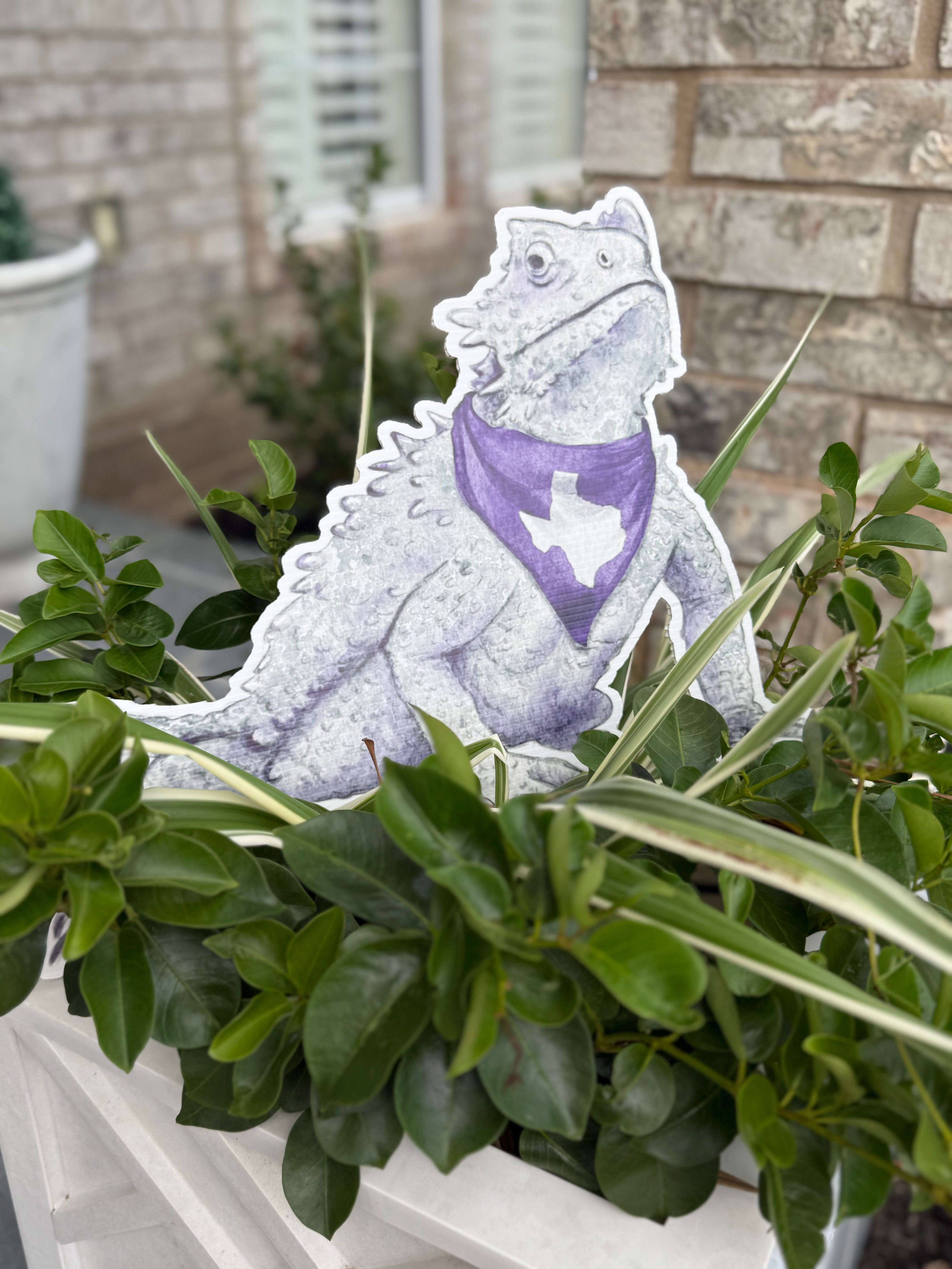 Purple Horned Frog Garden Stake