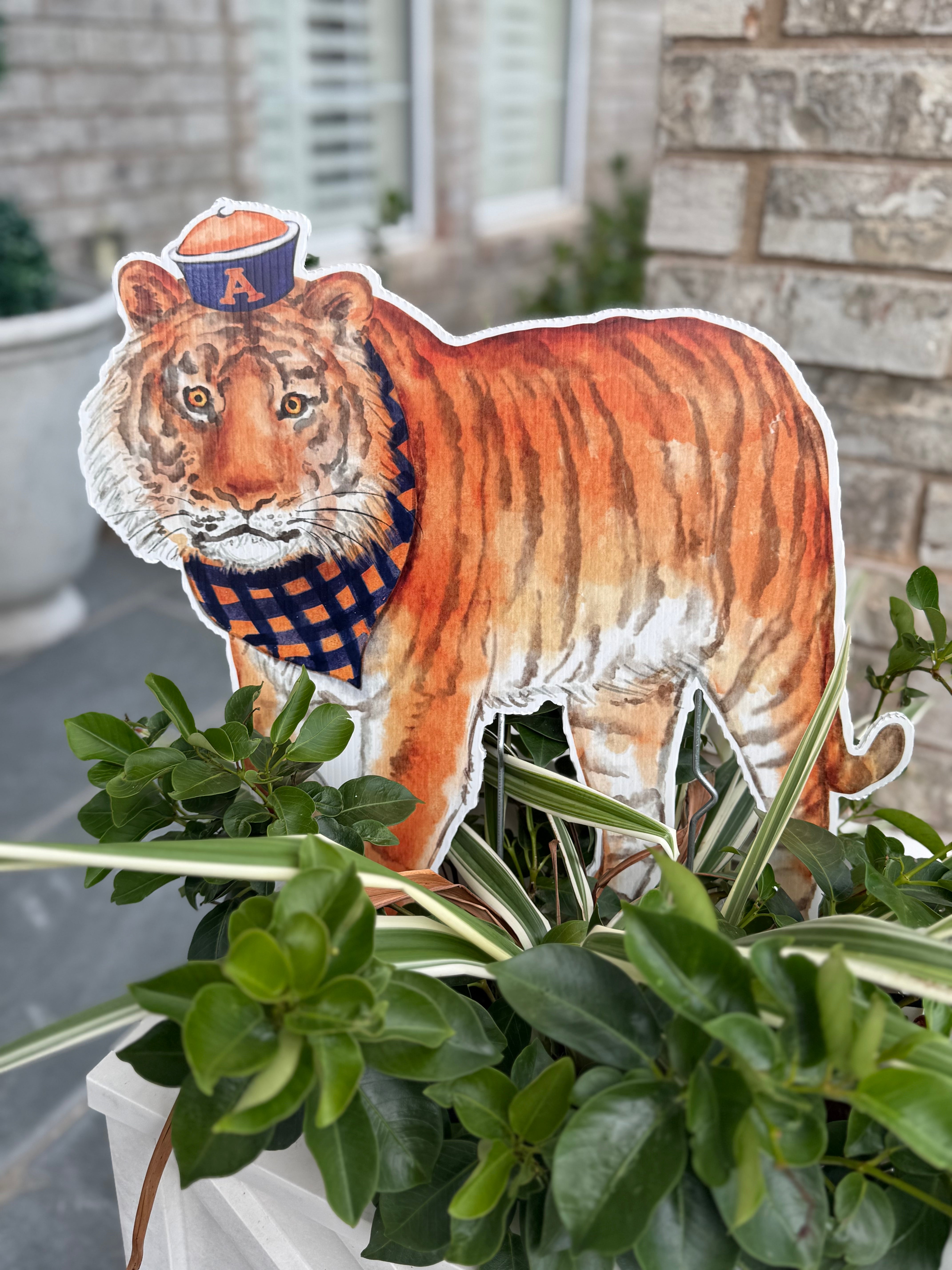 Orange & Blue Tiger Garden Stake