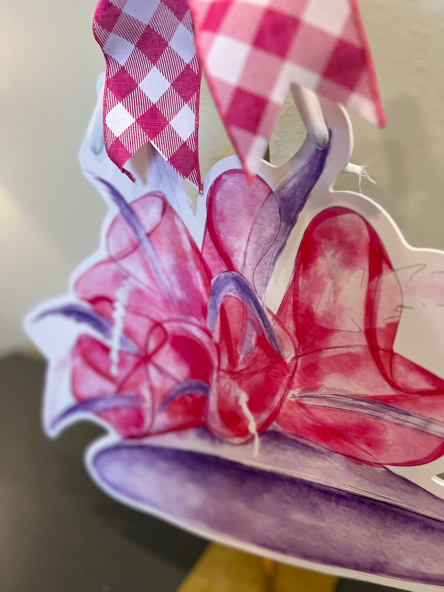 Pink & Purple Derby Hat Door Hanger (Warehouse Sale)