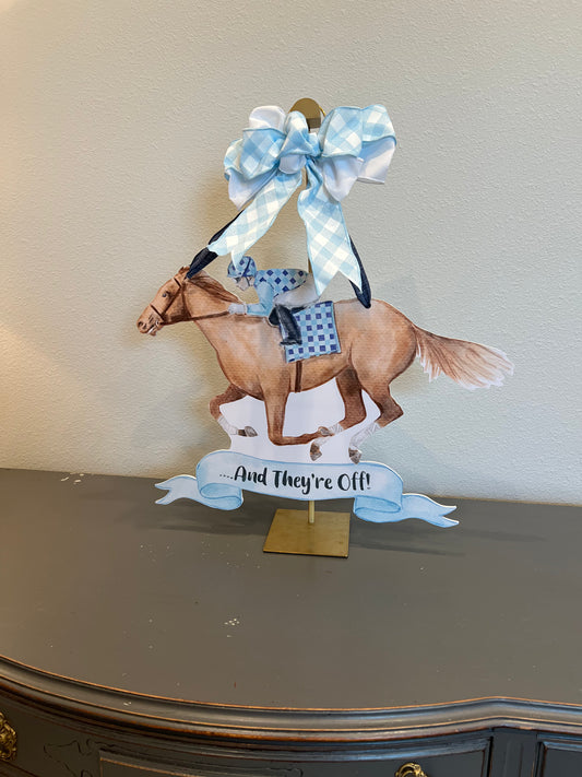 Blue “And they’re off” Door Hanger (Warehouse Sale)