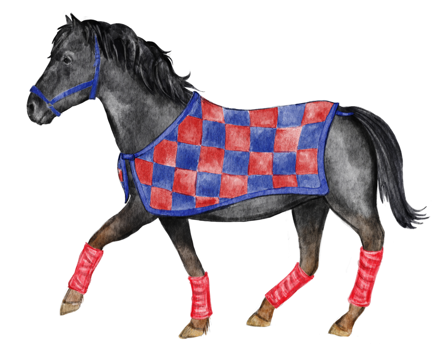 Red & Blue Mustang Tea Towel