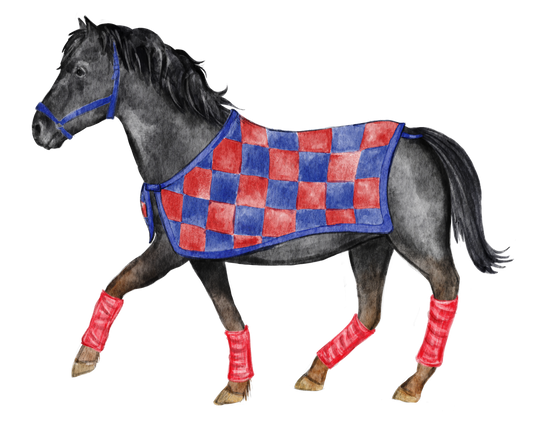 Red & Blue Mustang Tea Towel