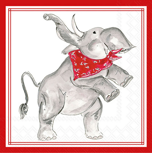 PRE ORDER (Ships 8/31) Crimson & White Elephant Cocktail Napkins