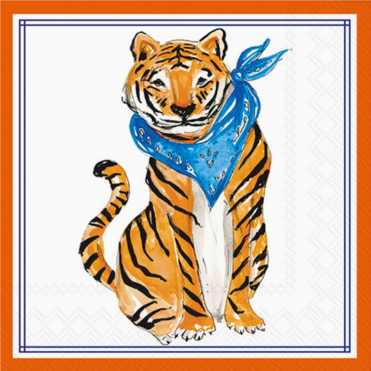 PRE ORDER (Ships 8/31) Orange & Blue Tiger Cocktail Napkins