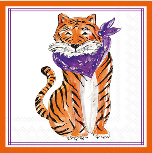 PRE ORDER (Ships 8/31) Palmetto Purple & Orange Tiger Cocktail Napkins