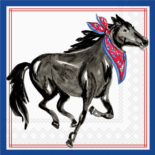 PRE ORDER (Ships 8/31) Red & Blue Mustang Cocktail Napkins