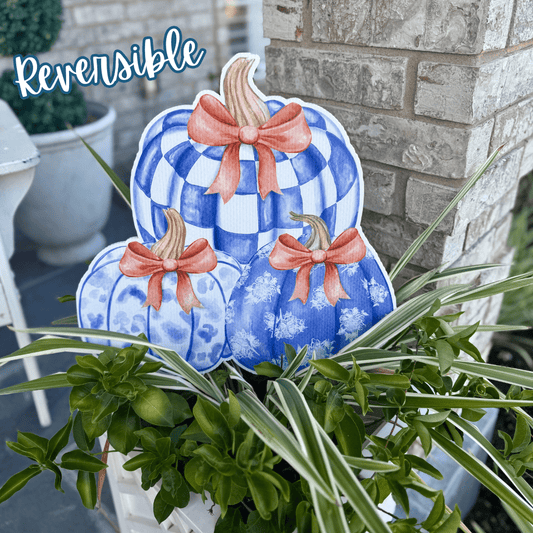 Pumpkin Medley Duet Reversible Garden Stake