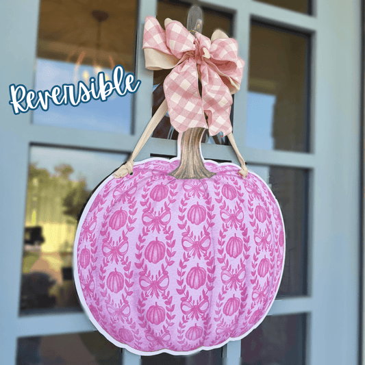 Pumpkin Spice & Blush Reversible Door Hanger