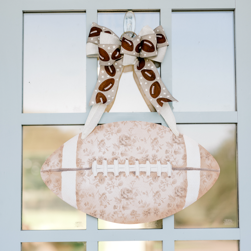 Fall is for Football (Floral)- Door Hanger