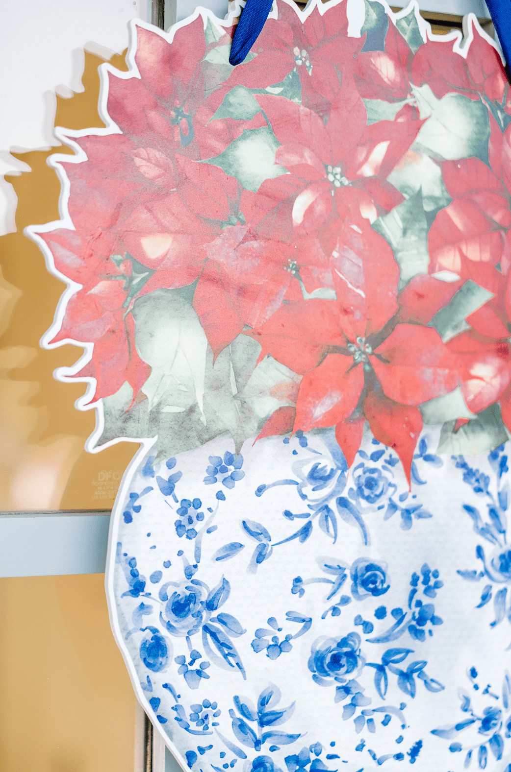 Classic Poinsettias in Ginger Jar- Door Hanger