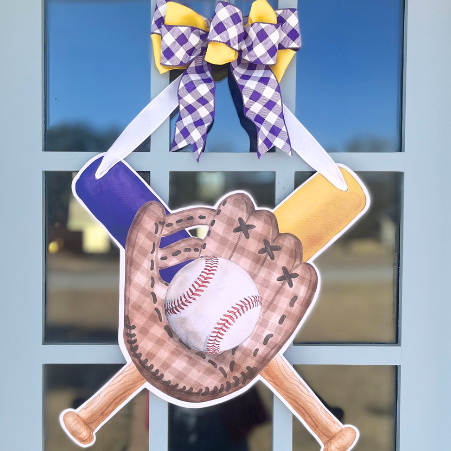 Play Ball (Purple & Gold)- Door Hanger