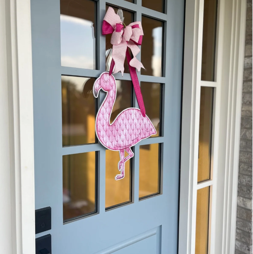 Pretty in Pink Flamingo- Door Hanger