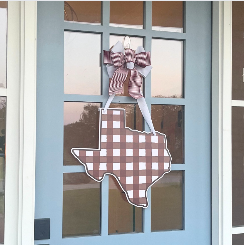 Plaid Texas (Maroon)- Door Hanger