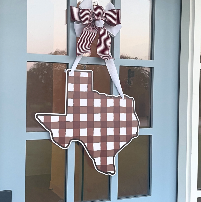 Plaid Texas (Maroon)- Door Hanger