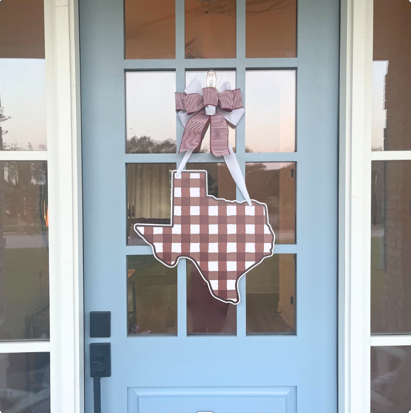 Plaid Texas (Maroon)- Door Hanger