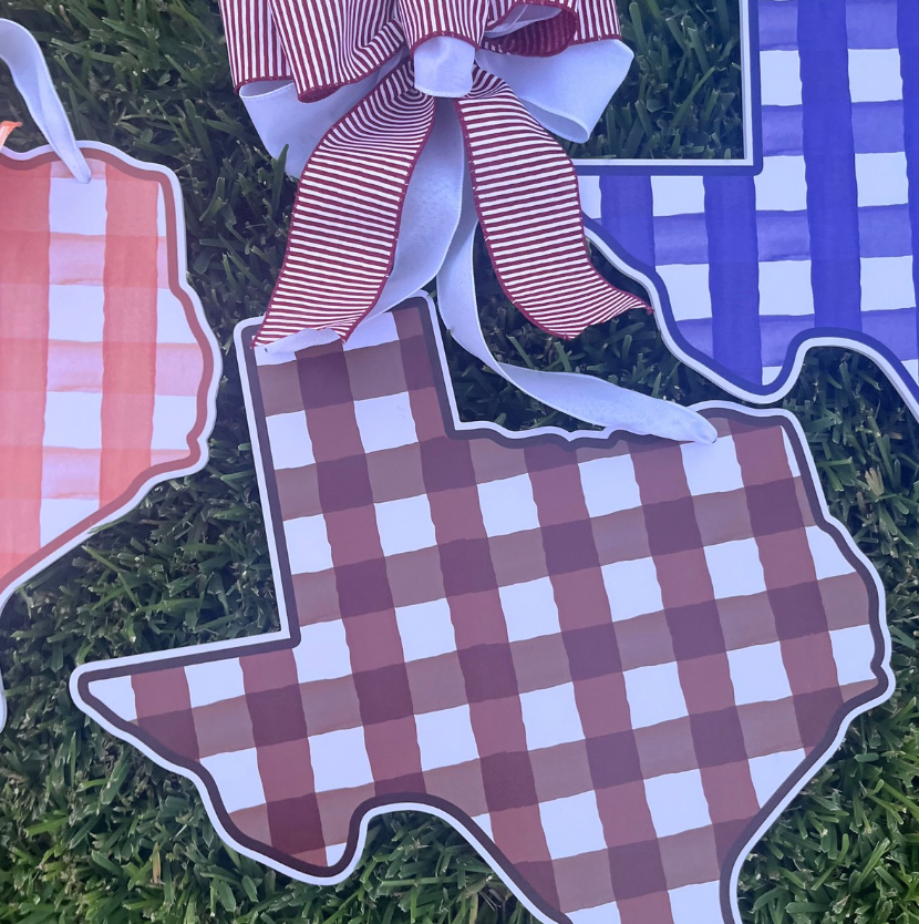 Plaid Texas (Maroon)- Door Hanger