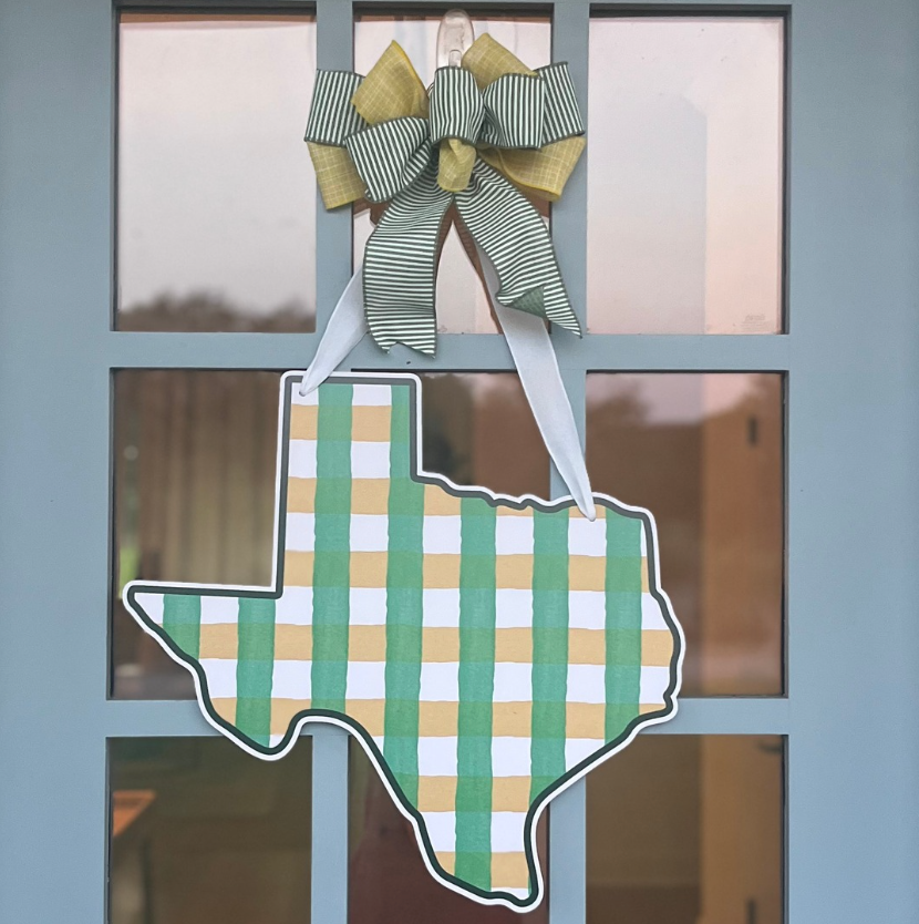 Plaid Texas (Green & Gold)- Door Hanger