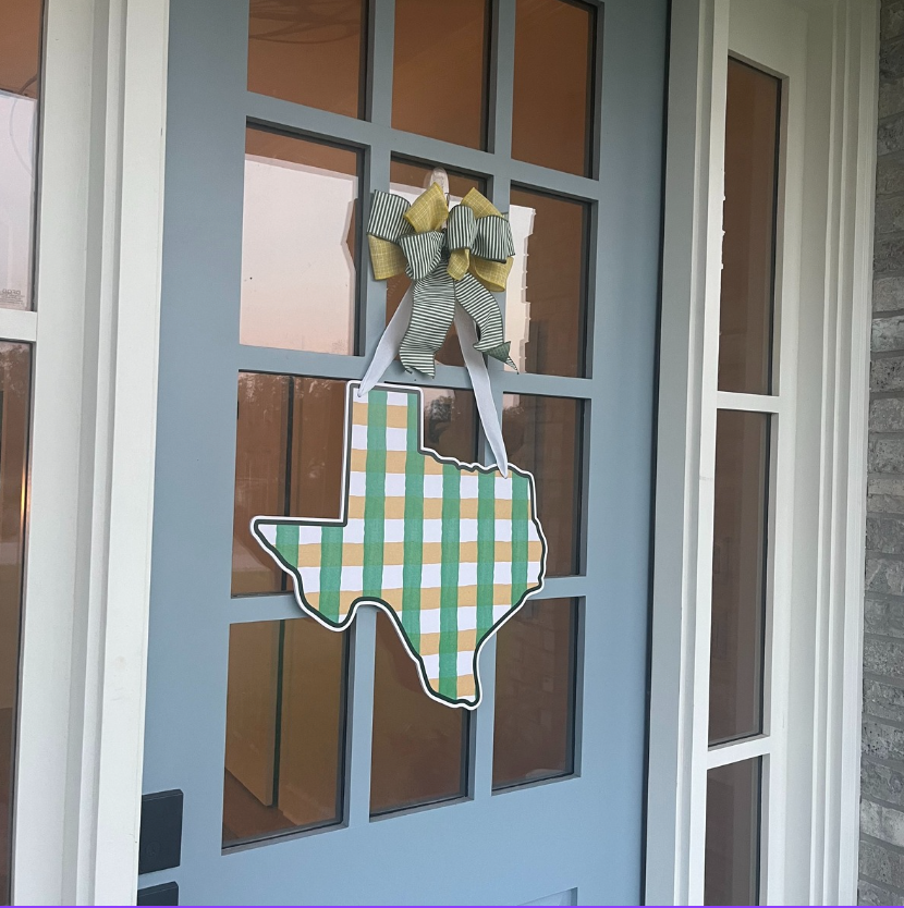 Plaid Texas (Green & Gold)- Door Hanger