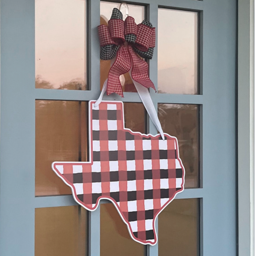 Plaid Texas (Red & Black)- Door Hanger