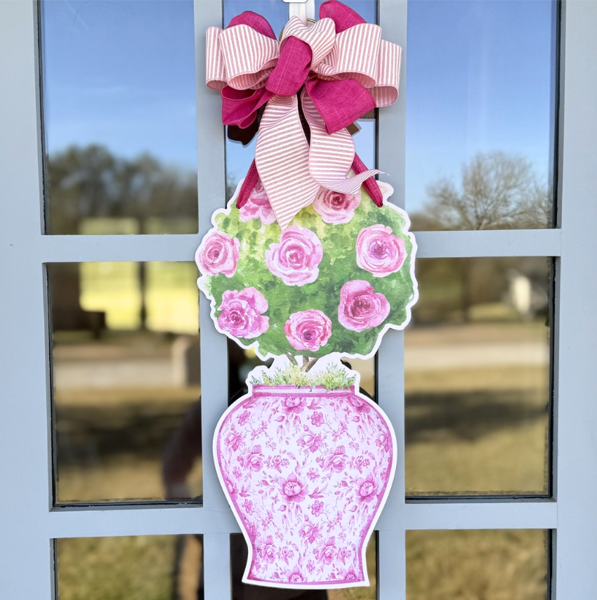 Rosy Topiary- Door Hanger