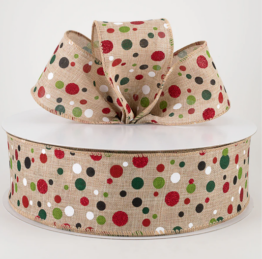 2.5" Wired Christmas Dots Ribbon (50 Yards) (Warehouse Sale)
