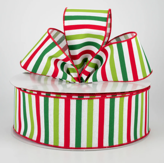 2.5" Wired Christmas Horizontal Stripe Ribbon (50 Yards) (Warehouse Sale)