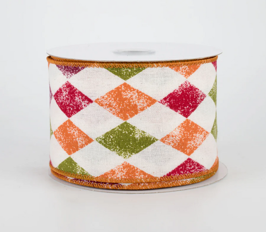 2.5" Wired Fall Harlequin Ribbon (10 Yards) (Warehouse Sale)