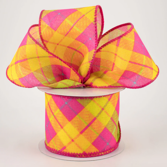 2.5" Wired Bright Striped Ribbon (10 Yards) (Warehouse Sale)